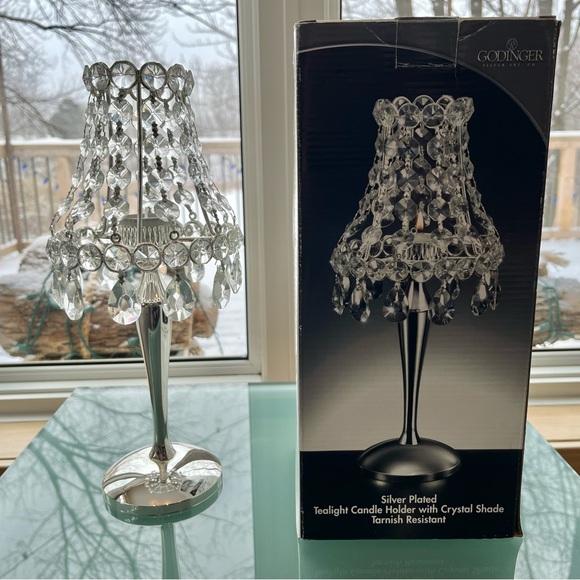 Godinger Silver Plated Tealight Candle Holder with Crystal Shade - Picture 5 of 11